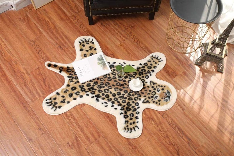 yingda1992 Leopard Print Area Rug, Faux Cowhide Skin Animal Printed, Artificial Carpet, Mat, Faux Carpet (A) / 31.5x41.3in, for Decorating Living Room - Image 3